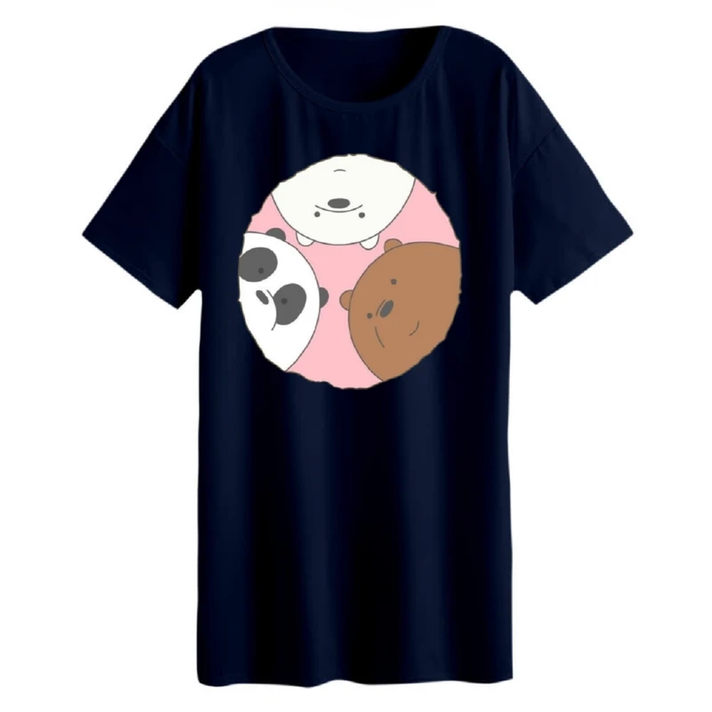 تی شرت لانگ زنانه مدل خرس های کله فندقی کد۱