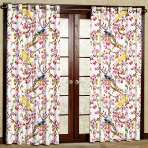  پرده بارمان دکور طرح قناری مدل مخمل پانچی کد 1148LR W سایز 140x280 سانتی متر