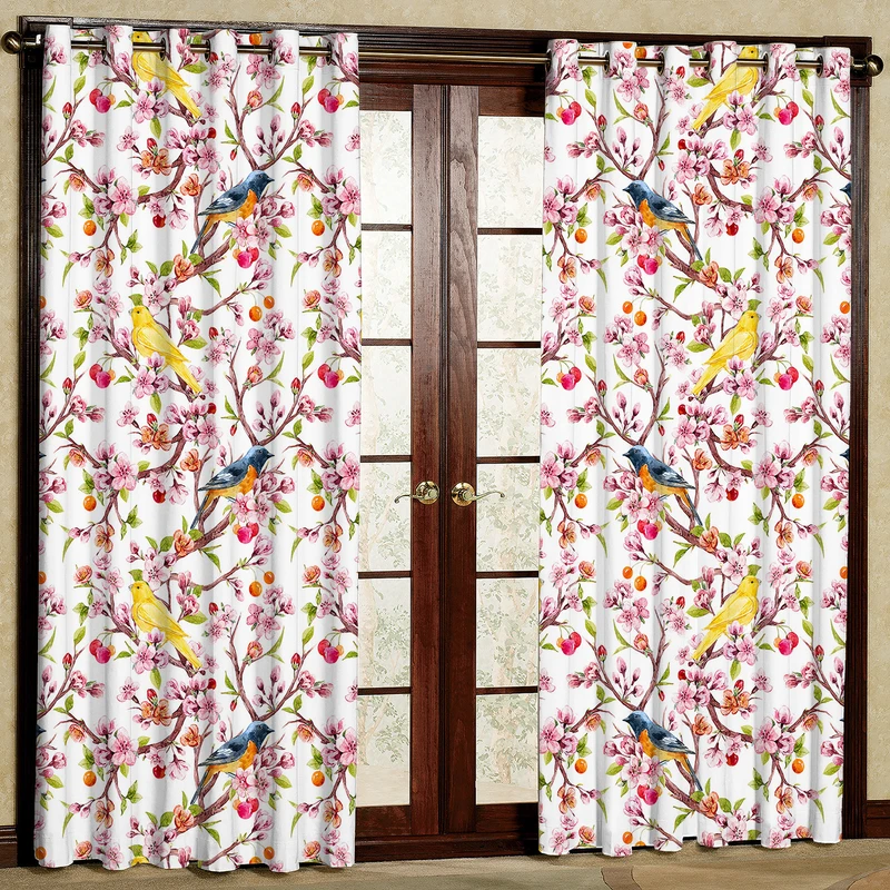  پرده بارمان دکور طرح قناری مدل مخمل پانچی کد 1148LR W سایز 140x280 سانتی متر
