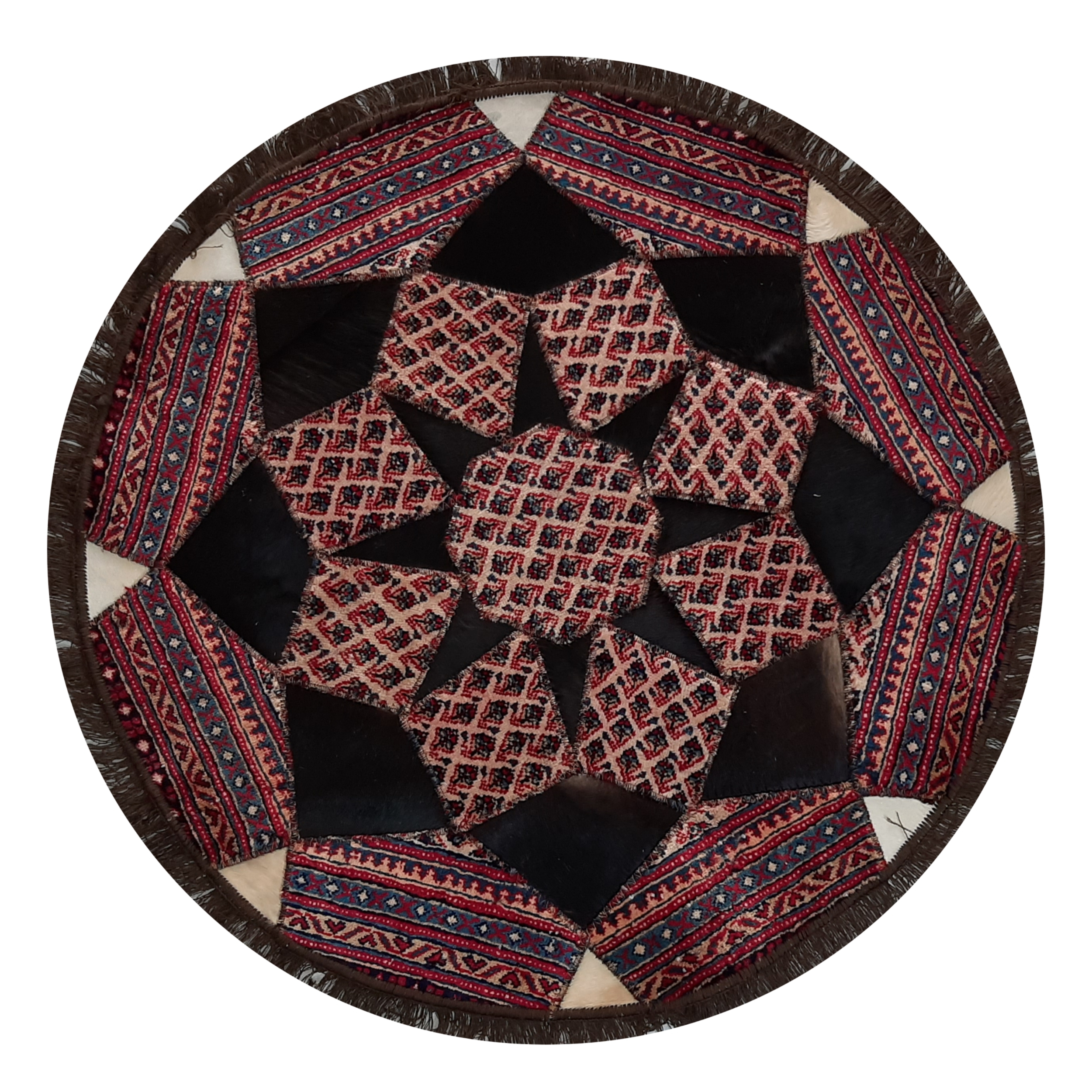 کلاژ فرش دستبافت ۱ متری مدل دایره کدfa-۰۷