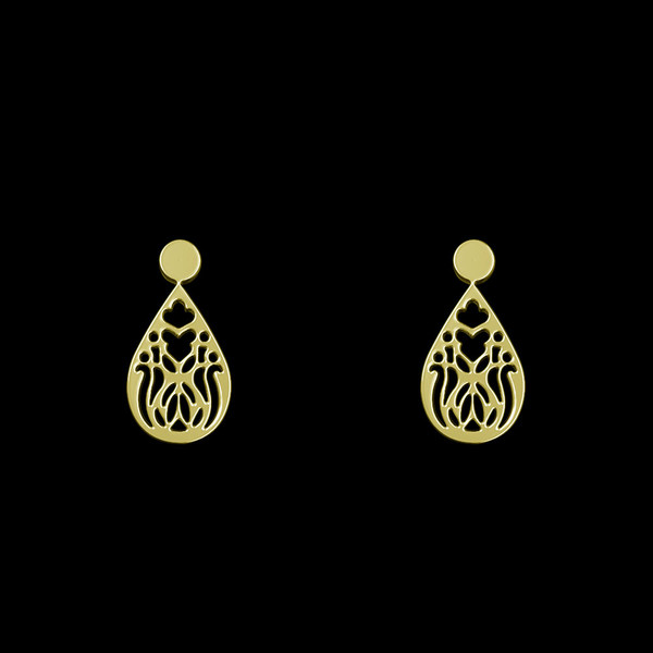 گوشواره طلا 18 عیار زنانه مدوپد مدل هندسی کد GA1-10592