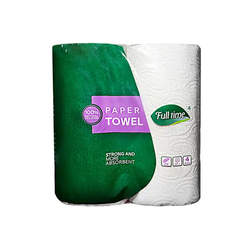 دستمال حوله ای 100 برگ فول تایم مدل رولی بسته 4 عددی