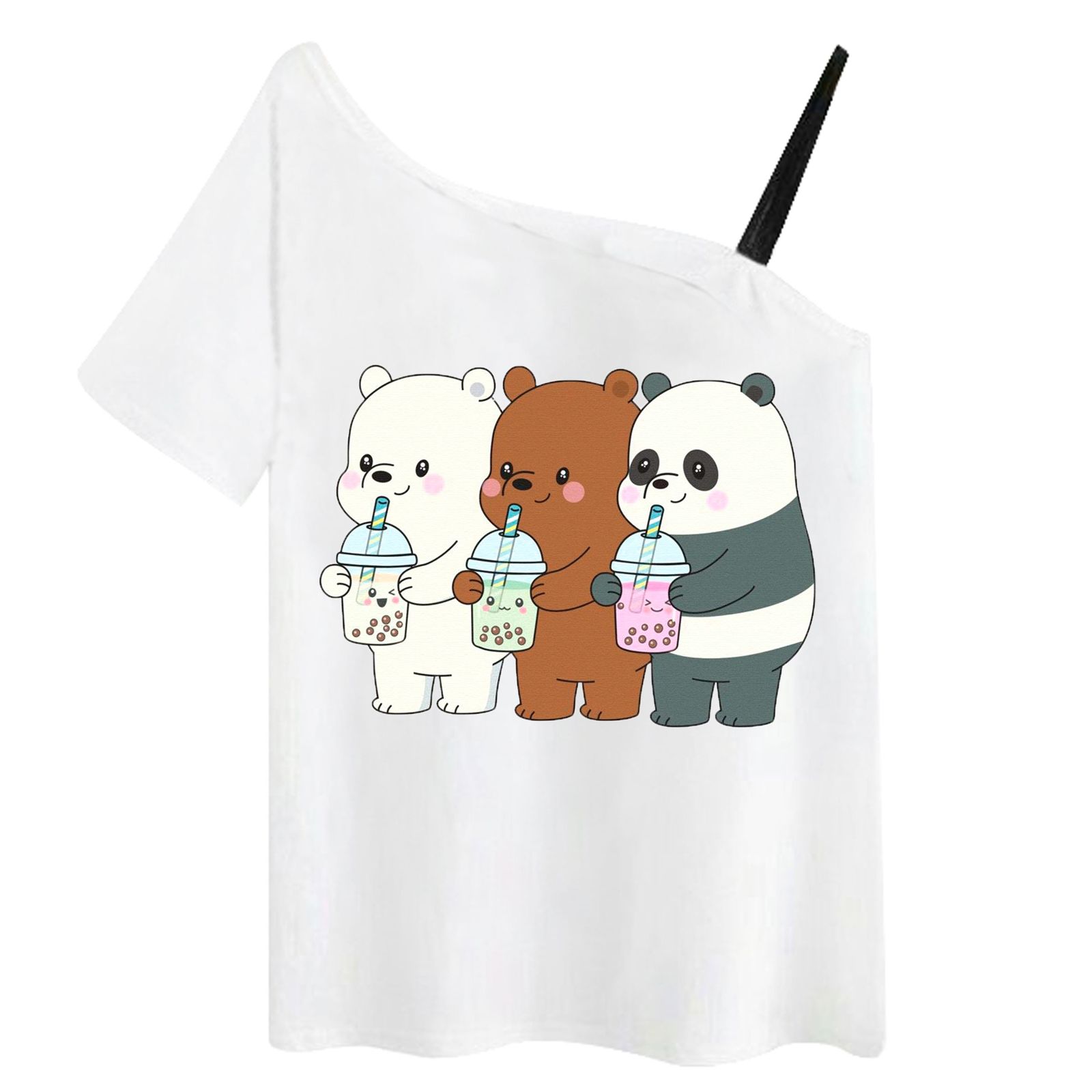 تی شرت آستین کوتاه زنانه مدل سه خرس و نوشیدنی -  - 1