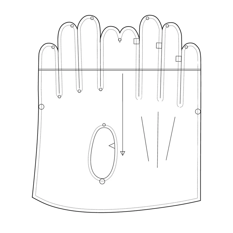 الگو مدل دستکش سایز بندی