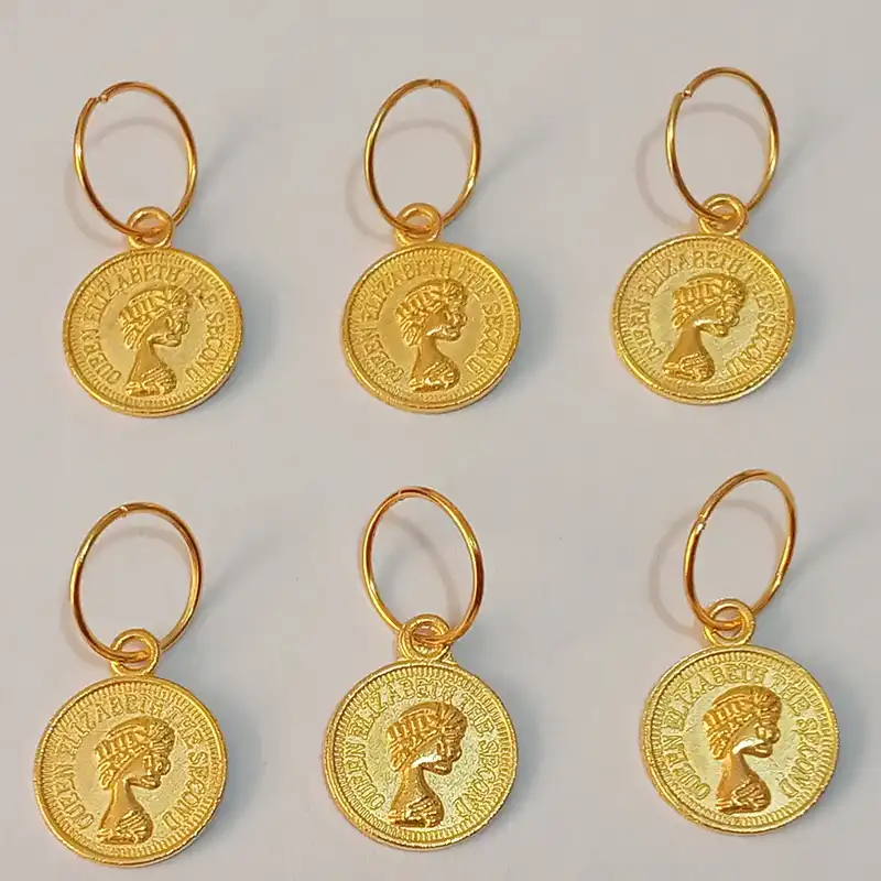 حلقه تزیینی مو زنانه طرح سکه الیزابت بسته 6 عددی