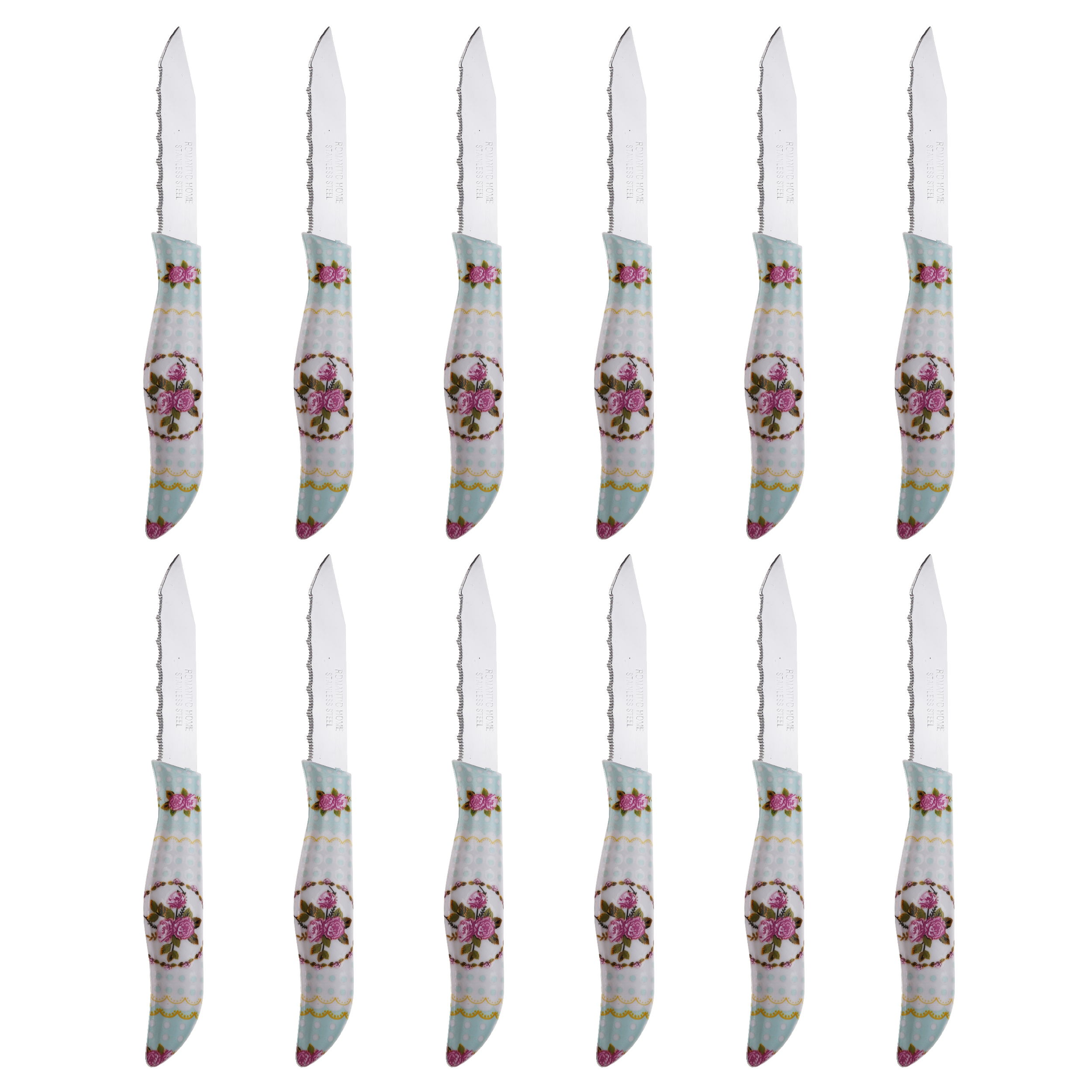 کارد میوه خوری رومانتیک هوم طرح گل مدل Z47 مجموعه 12 عددی