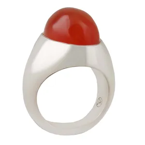 انگشتر نقره مردانه بازرگانی میلادی مدل رکاب دست ساز فیلی سنگ عقیق یمنی کهنه کد AM_2789