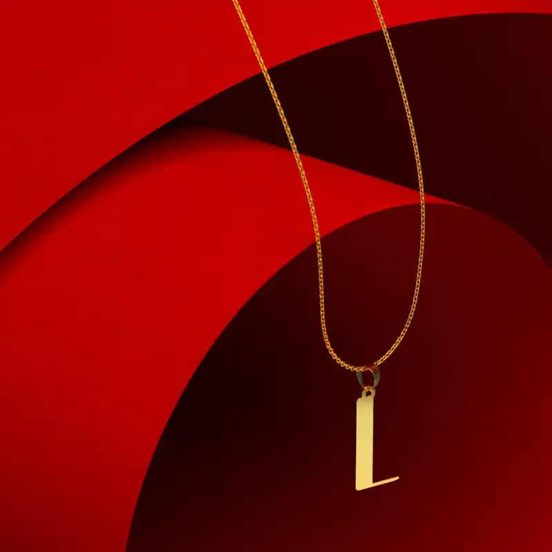 گردنبند طلا 18 عیار زنانه مدوپد مدل حرف L کد H3-1-1298