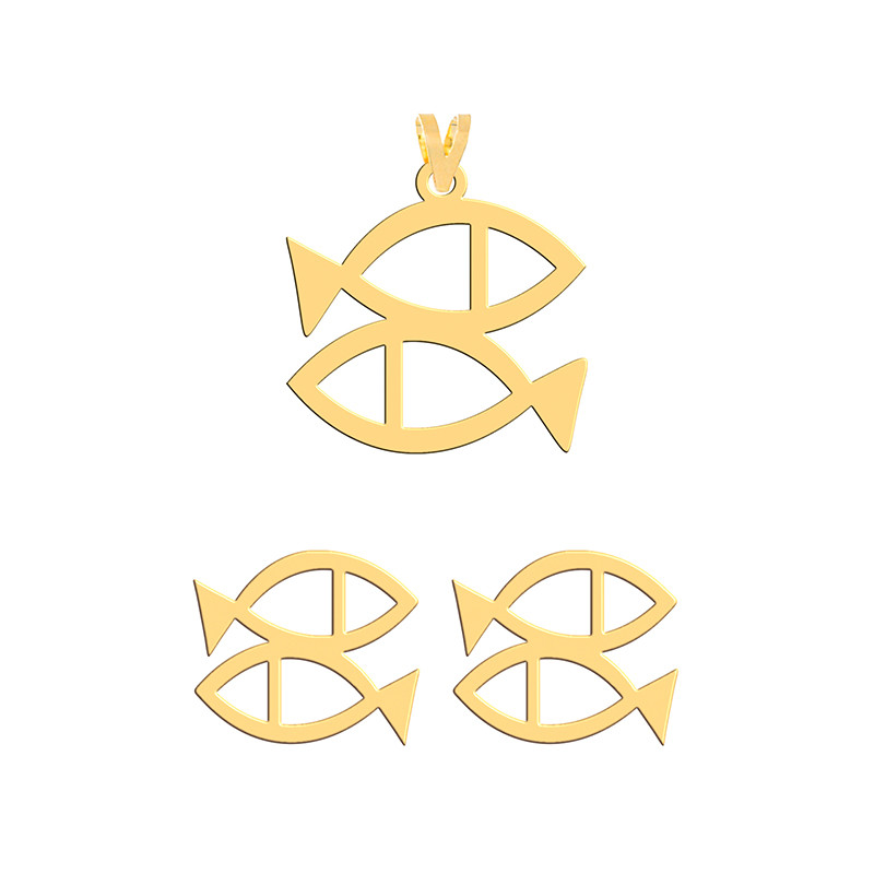 نیم ست طلا 18 عیار زنانه فرشته مدل ماهی WHSL-000444