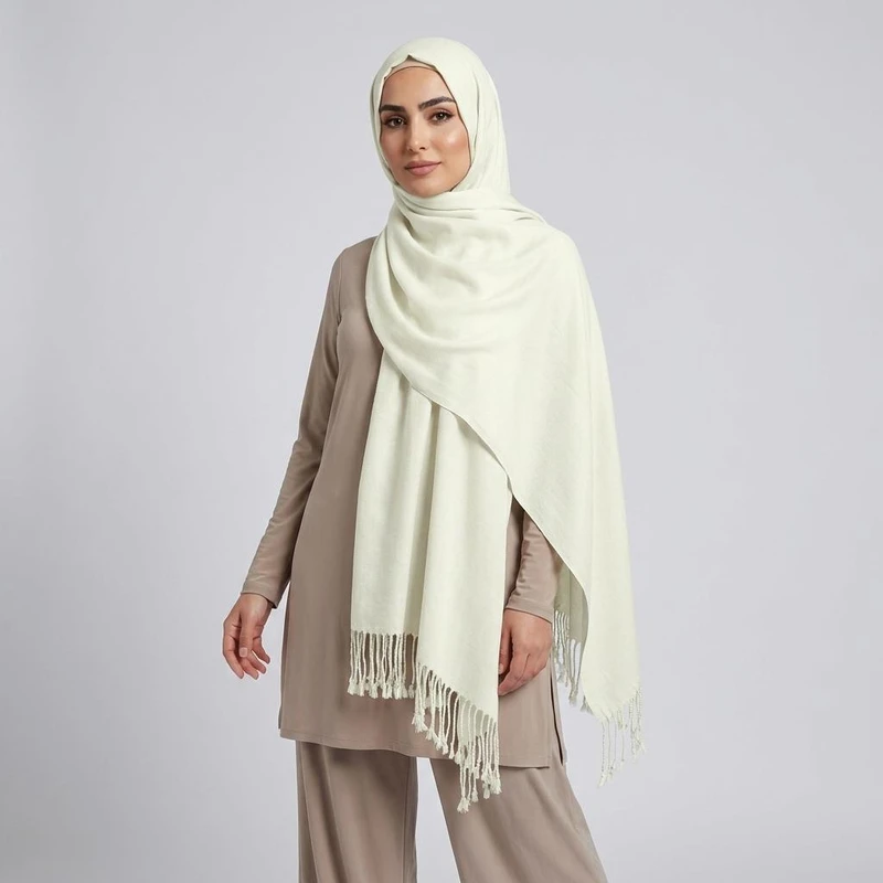 شال زنانه مدل کجراه ساده ریشه دار کد sh-222-1