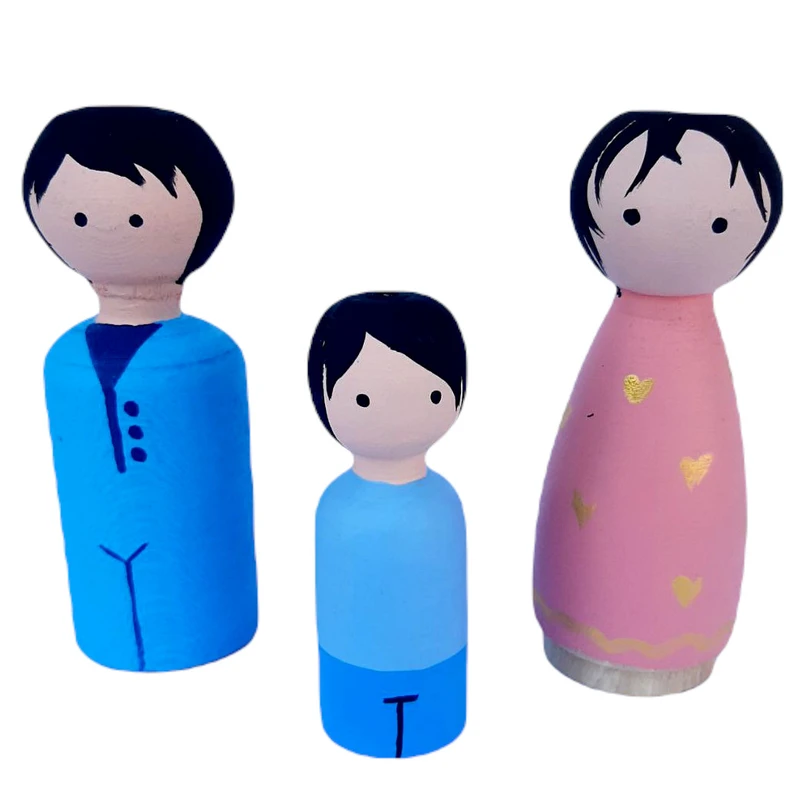 عروسک چوبی مدل خانواده من کد WT04 مجموعه 3 عددی