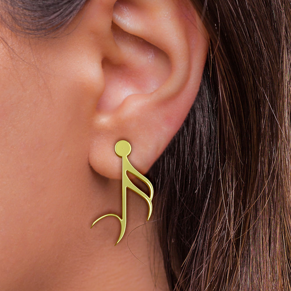 گوشواره طلا 18 عیار زنانه مدوپد مدل هندسی کد GA1-10187