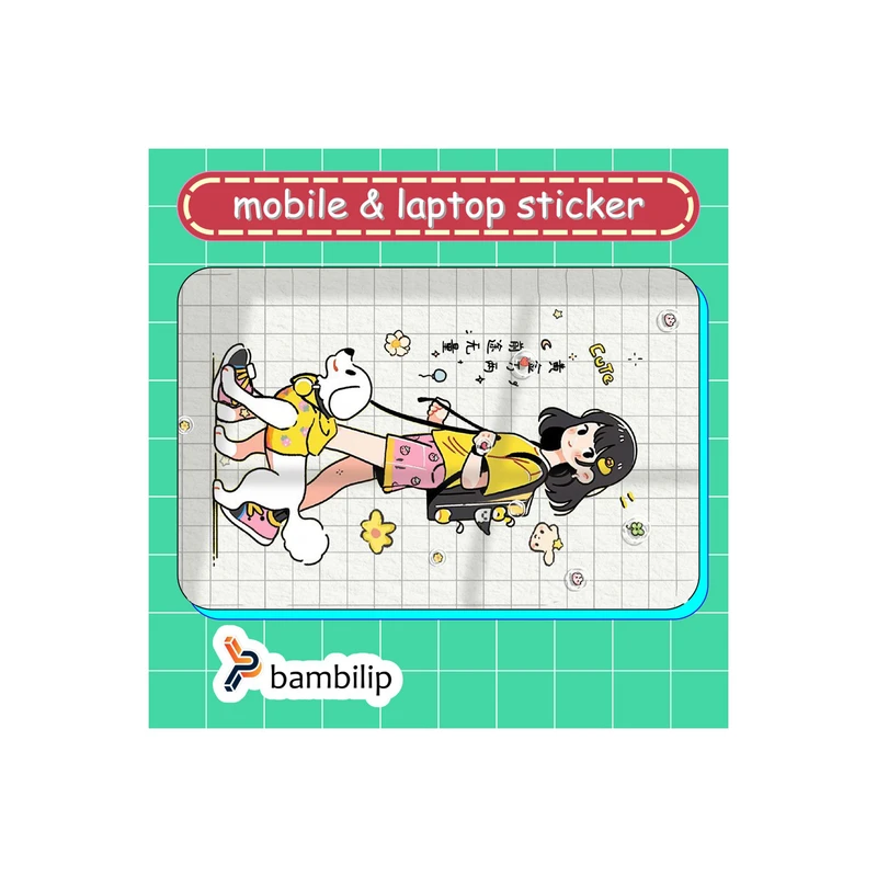 استیکر بامبیلیپ مدل کارت عابر طرح دخترانه فانتزی و سگ کد 5253974