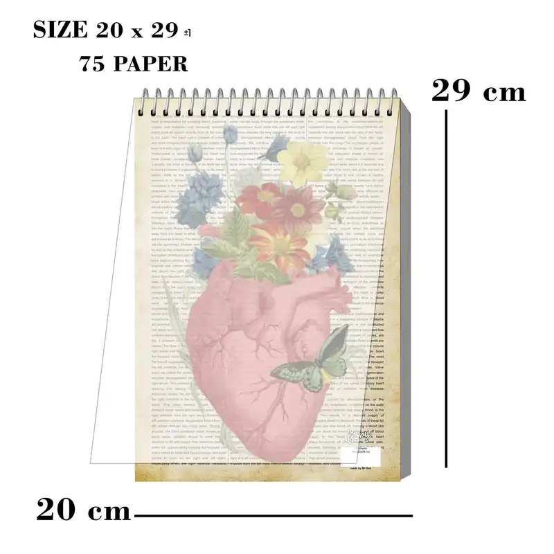 دفتر شطرنجی 75 برگ مستر راد مدل قلب طرح لگال پد کد fiory 2293