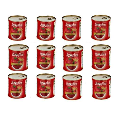 رب گوجه فرنگی نگین روز - 800 گرم بسته 12 عددی