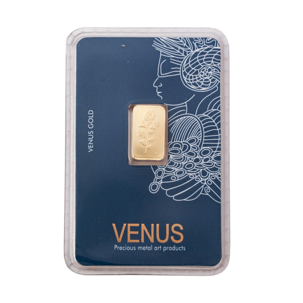 شمش طلا 18 عیار گالری تاج آبادی مدل ونوس طرح گل رز T-0.200