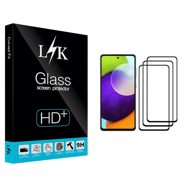 محافظ صفحه نمایش ال کی مدل Hard glass مناسب برای گوشی موبایل سامسونگ Galaxy A52 بسته سه عددی