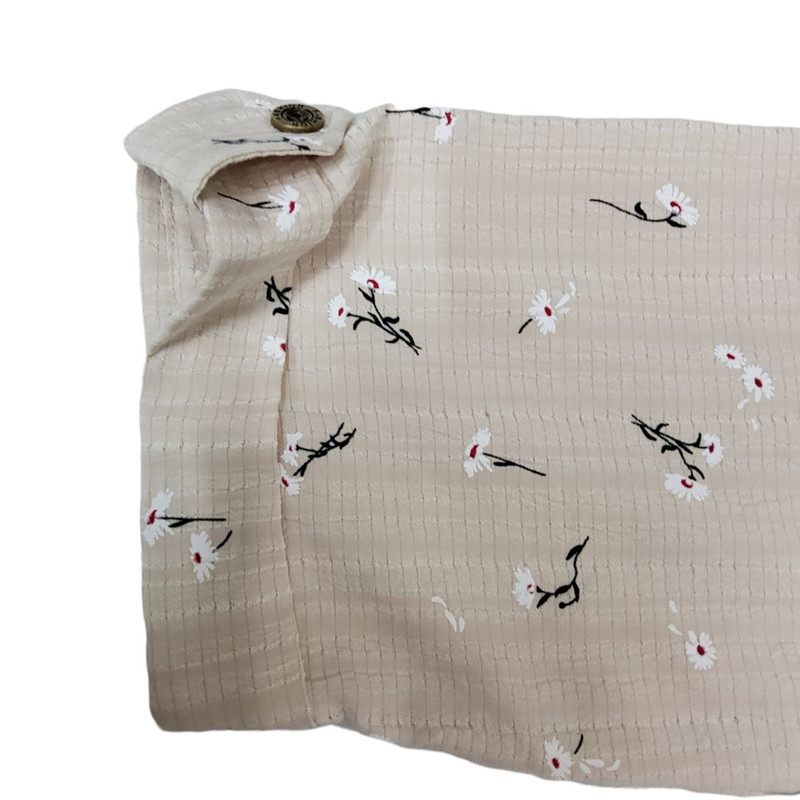 شومیز آستین بلند زنانه مدل گلدار رنگ کرم