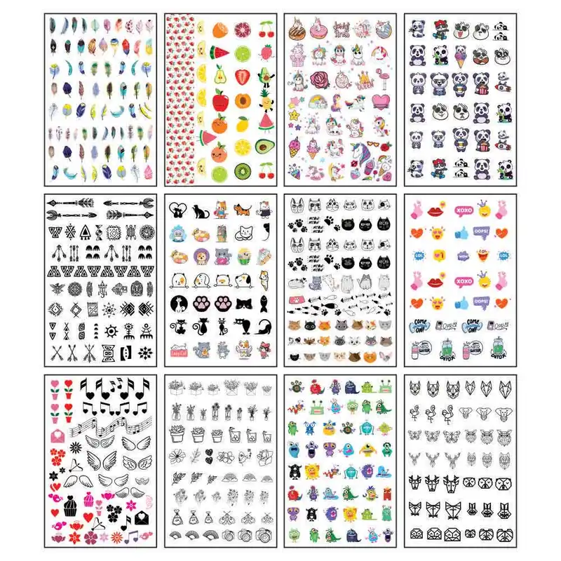 برچسب لنز ناخن مدل میوه گل پر کد N126162 مجموعه 12 عددی