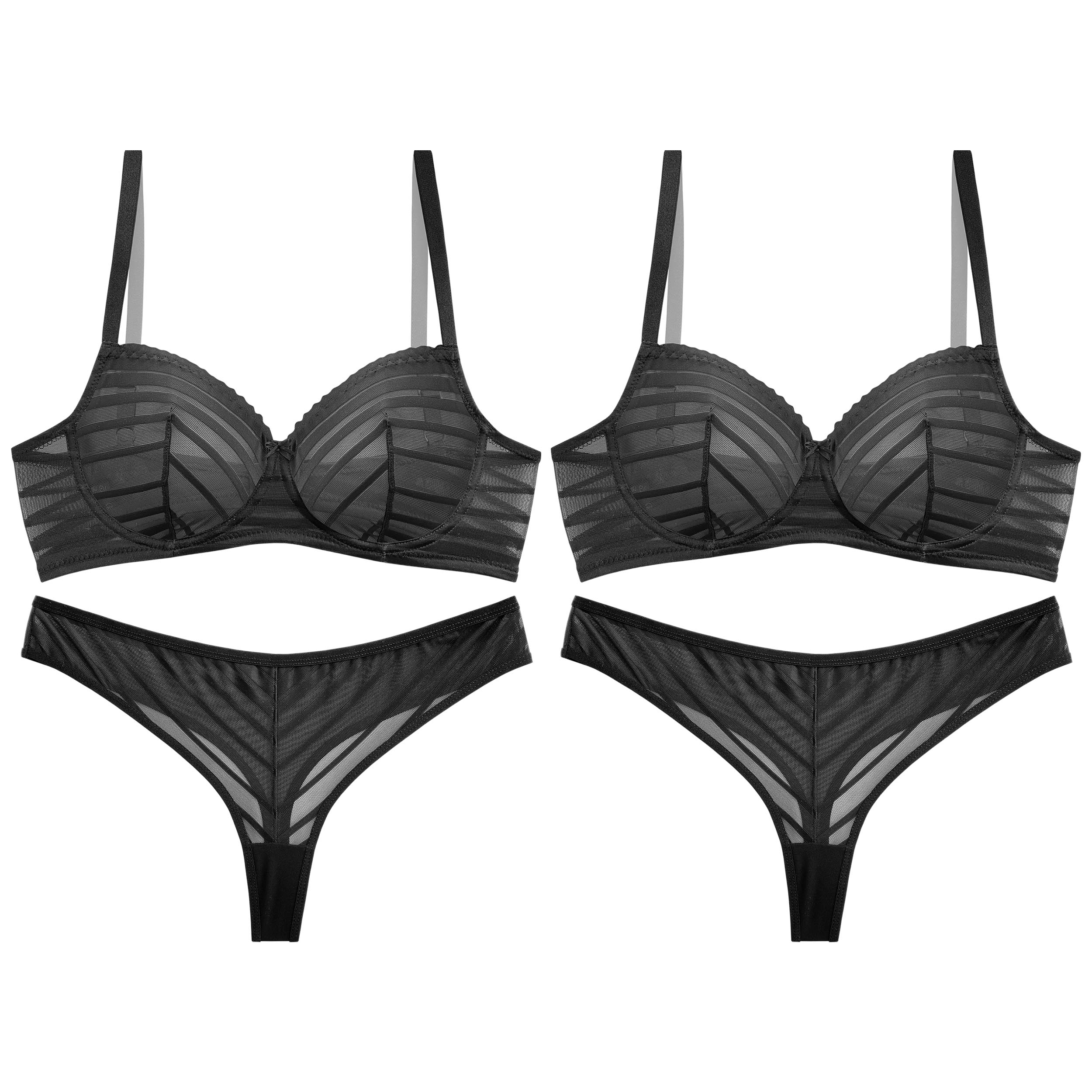 ست شورت و سوتین زنانه نوشه پوش کد 01-720 بسته 2 عددی رنگ مشکی