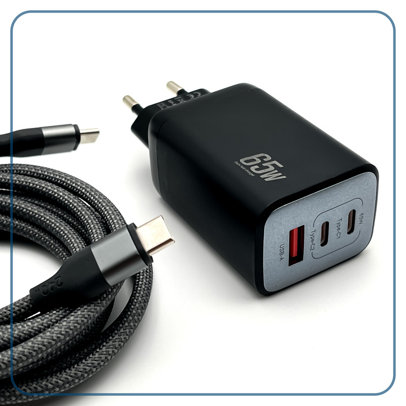شارژر دیواری 65 وات وونک مدل PD-65W به همراه کابل USB-C