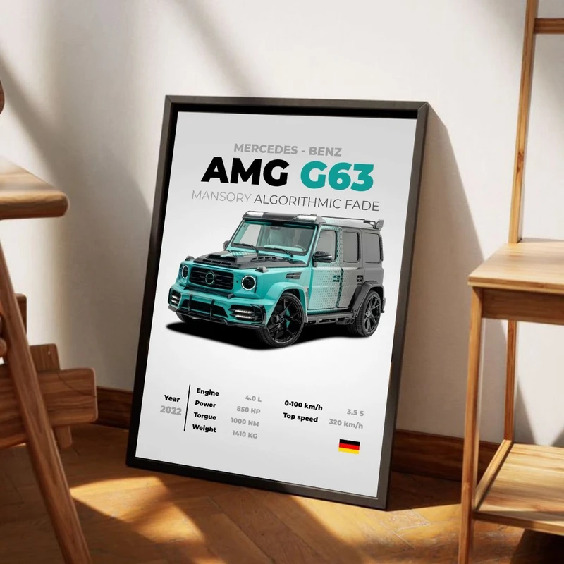 تابلو طرح بنز جی کلاس کد 1005 فریم مشکی