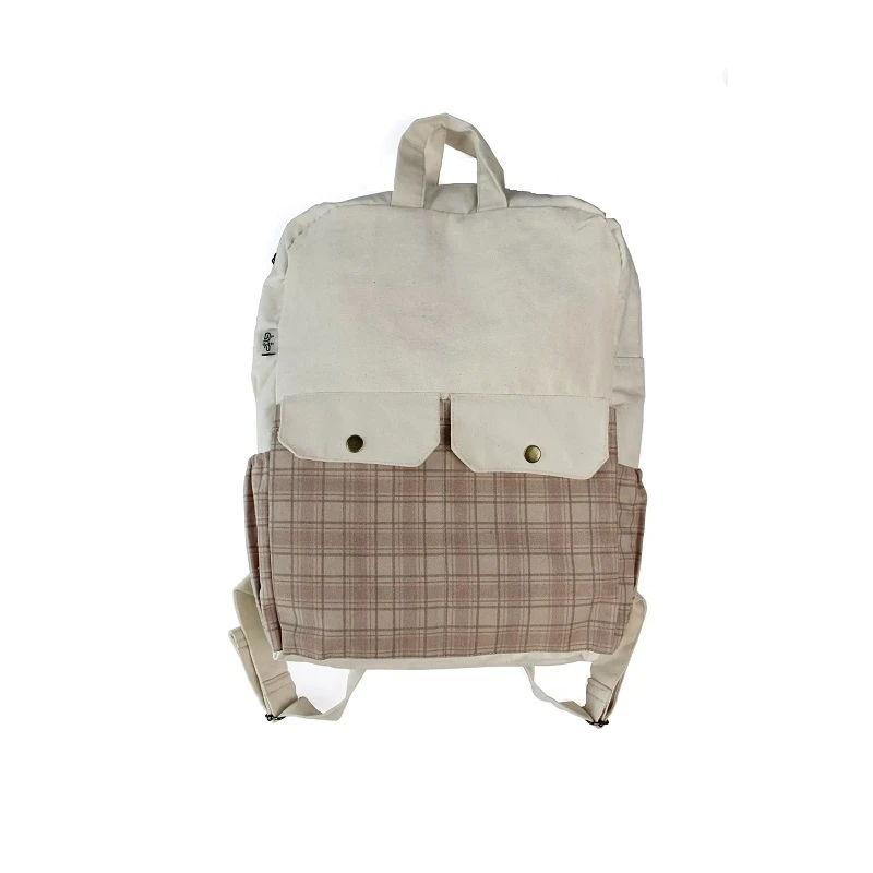 کوله پشتی دخترانه مدل چارخونه مینیمال