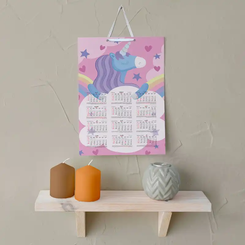 تقویم دیواری سال 1403 خندالو مدل اسب تک شاخ کد E21