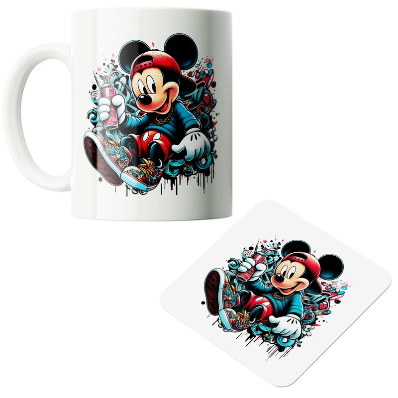 ماگ پاد آفرین مدل کارتونی میکی موس کیوت فانتزی بامزه کد PZ319 به همراه زیرلیوانی
