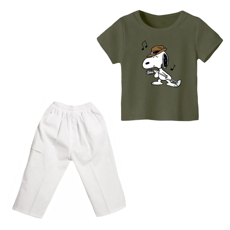 ست تی شرت و شلوارک پسرانه مدل اسنوپی کد 31