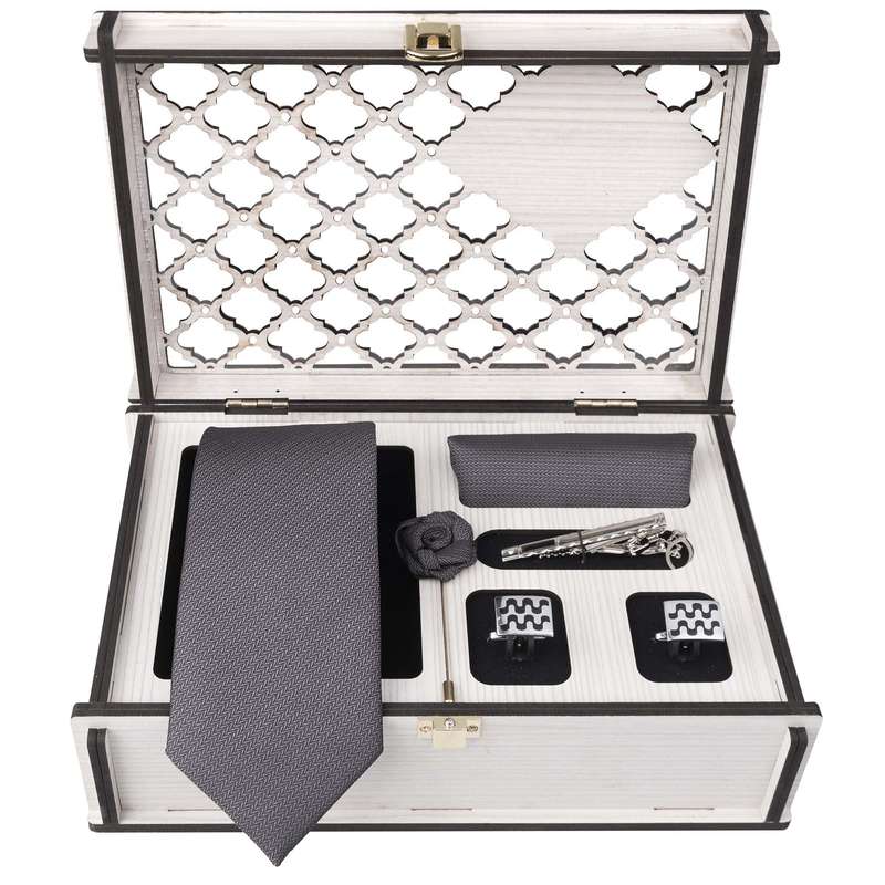 ست کراوات و دستمال جیب و دکمه سردست و گل کت مردانه جیان فرانکو روسی مدل GF-PO1162RE-BOX