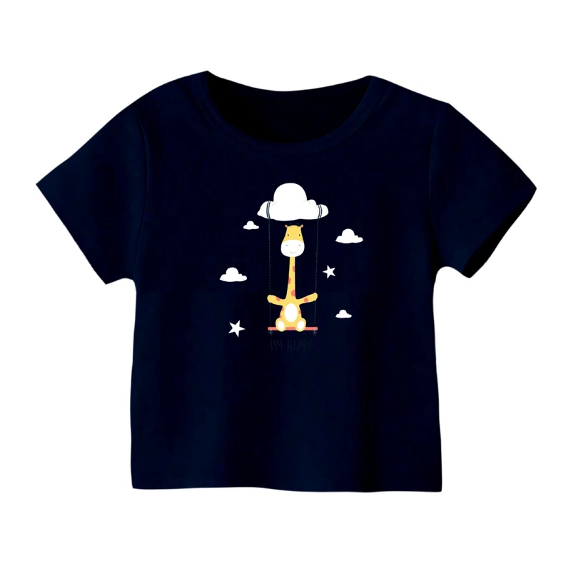 تی شرت آستین کوتاه بچگانه مدل زرافه کد ۲۱ رنگ سورمه ای