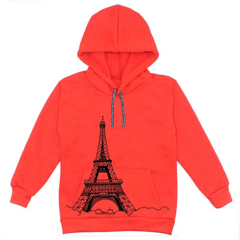 هودی پسرانه مدل ایفل F23 رنگ قرمز