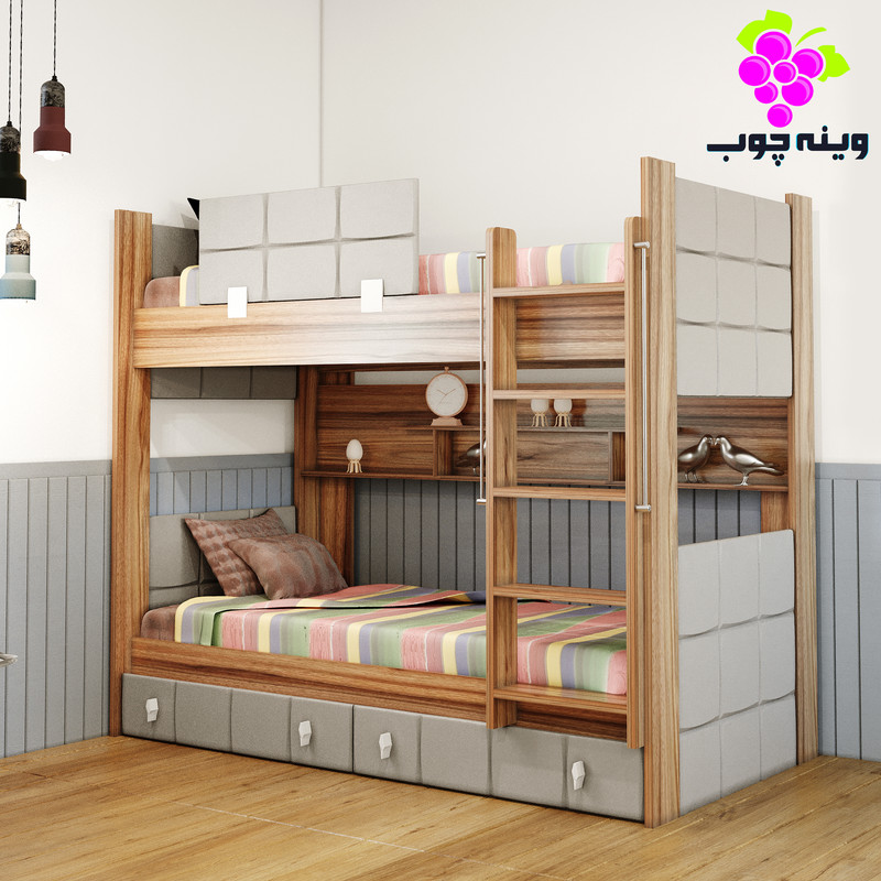 تخت خواب دو طبقه برند وینه چوب مدل لکسوس سایز 90x200 سانتیمتر