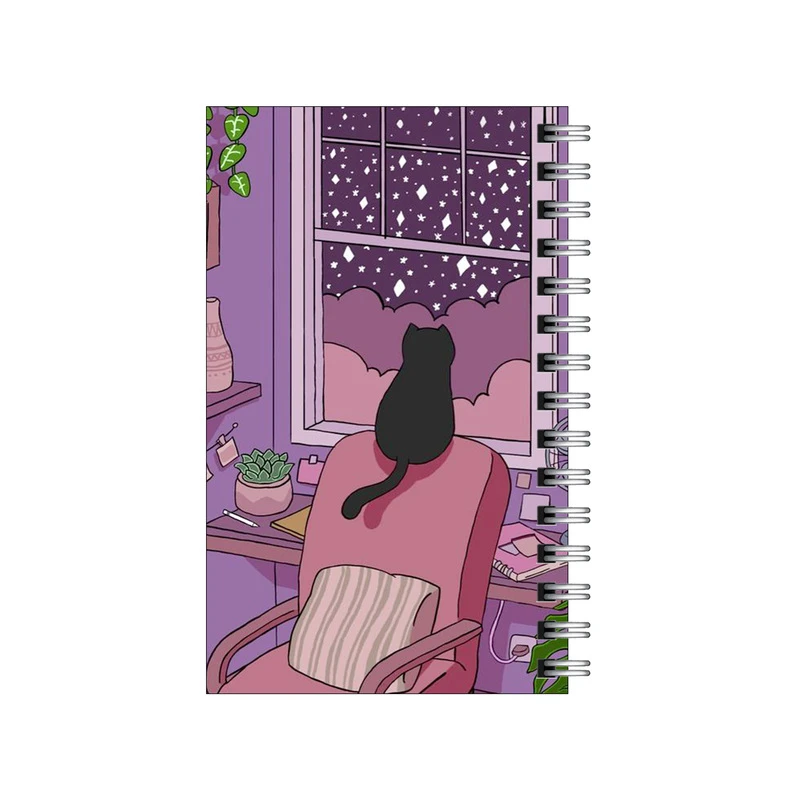 دفترچه یادداشت مدل to do list طرح گربه و پنجره پرستاره کد 5608316