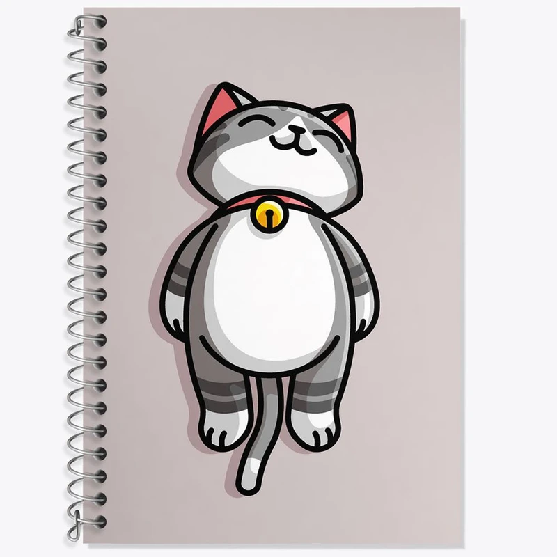 دفتر زبان 50 برگ خندالو مدل دو خط طرح حیوانات بامزه گربه کد 28384