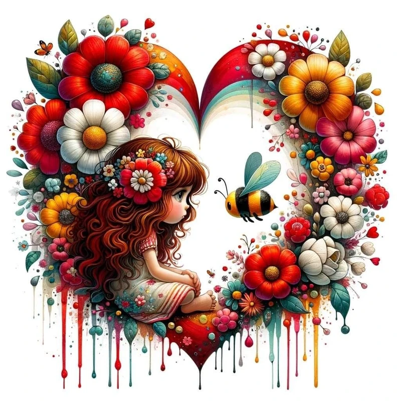 استیکر پارچه و لباس پاد آفرین طرح قلب و دختر کوچولو کد 4299