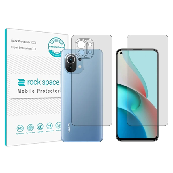 محافظ صفحه نمایش شفاف راک اسپیس مدل HyGEL مناسب برای گوشی موبایل شیائومی 11Lite 5G NE به همراه محافظ پشت گوشی 