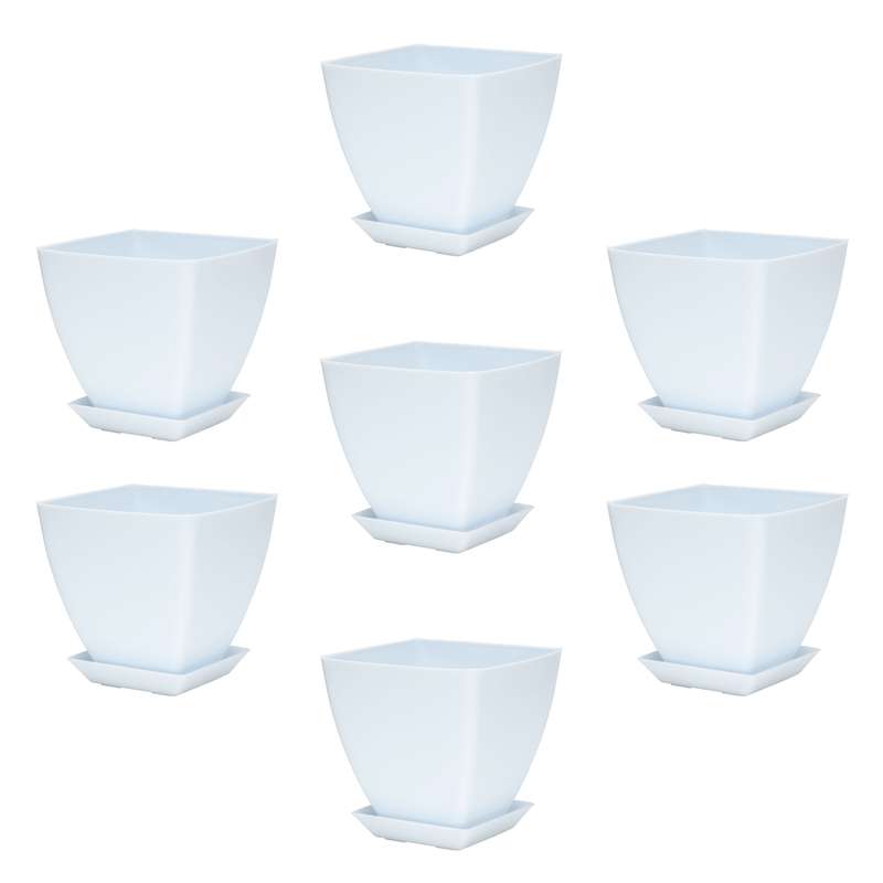 گلدان گل آذین مدل پلاستیکی مربع کد A1 مجموعه 7 عددی