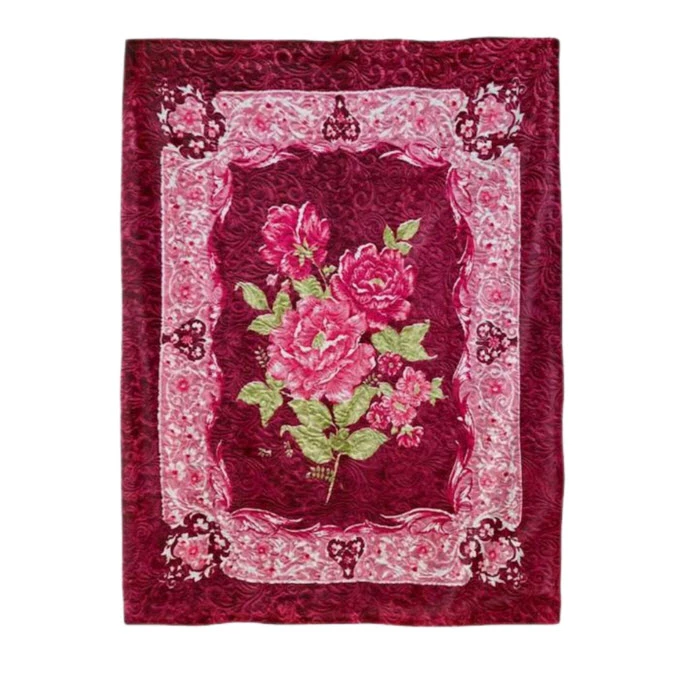 پتو 1 نفر گلبافت مدل گل برجسته سایز 220x160 سانتی‌متر