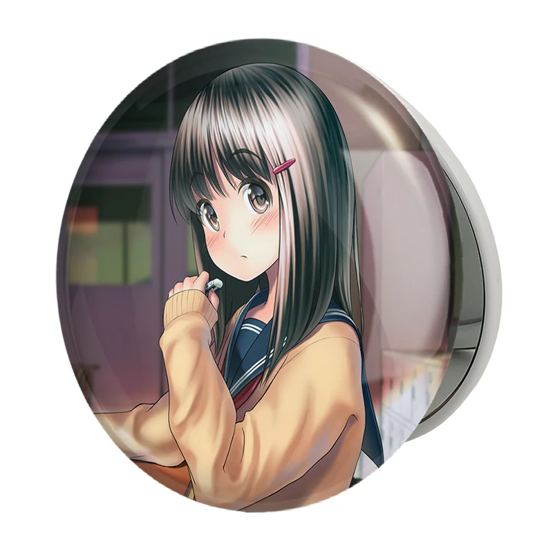 آینه جیبی خندالو طرح دختر انیمه ای مدل تاشو کد 18094 