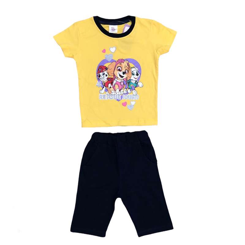 ست تی شرت آستین کوتاه و شلوارک دخترانه مدل سگهای نگهبان کد 015