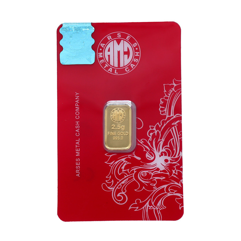 شمش طلا 24 عیار سکه شیخ مدل بین المللی AMC 2.5