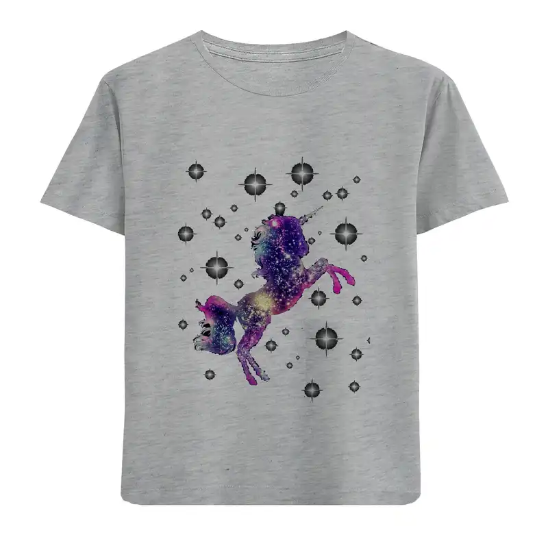 تی شرت آستین کوتاه بچگانه مدل اسب هولوگرامی D345