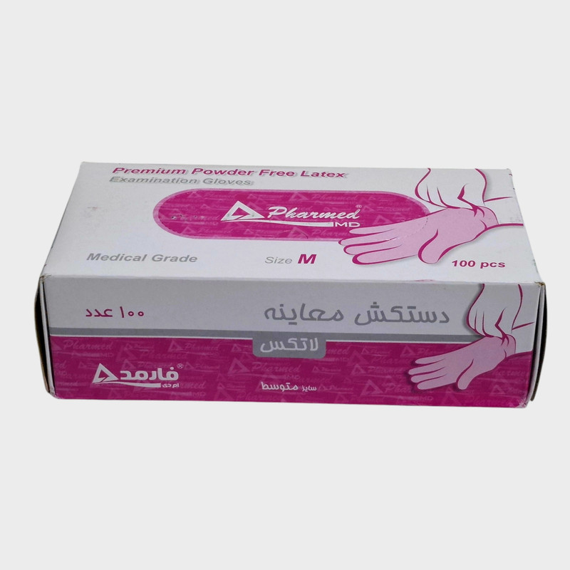 دستکش لاتکس فارمد مدل 01M سایز مدیوم بسته ۱۰۰ عددی