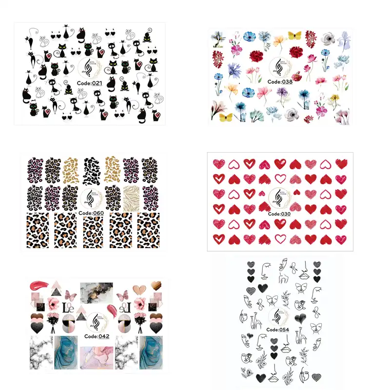 برچسب لنز ناخن رویاسنتر مدل AR 14 مجموعه 6 عددی