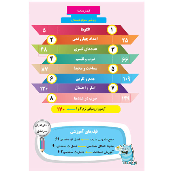 کتاب کار ریاضی را قورت بده ویژه پایه سوم اثرعلیرضا رییسی امجد و نفیسه رضایی شرکت نشر سرمشق