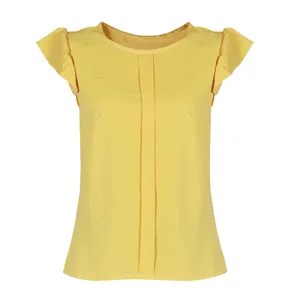 بلوز آستین کوتاه زنانه مدل شیک رنگ زرد