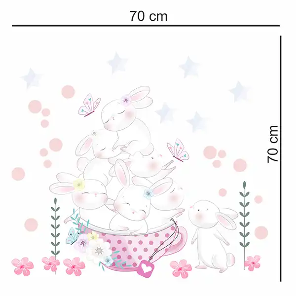 استیکر دیواری کودک راتیانا مدل cute rabbits