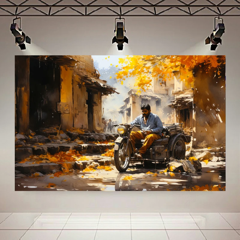  پوستر طرح مخمل شهر پاییزی مدل خیابان قدیمی کد AR304127